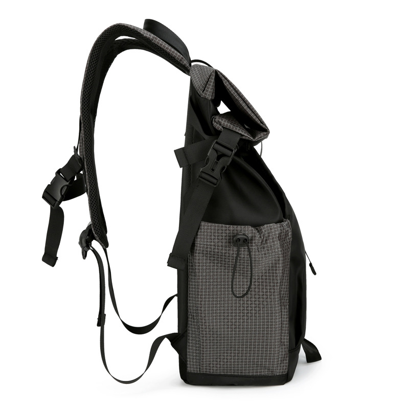 Fashion Backpack Men's Advanced Sense Folding Roll-up Backpack Outdoor Travel Backpack Casual Backpack Men