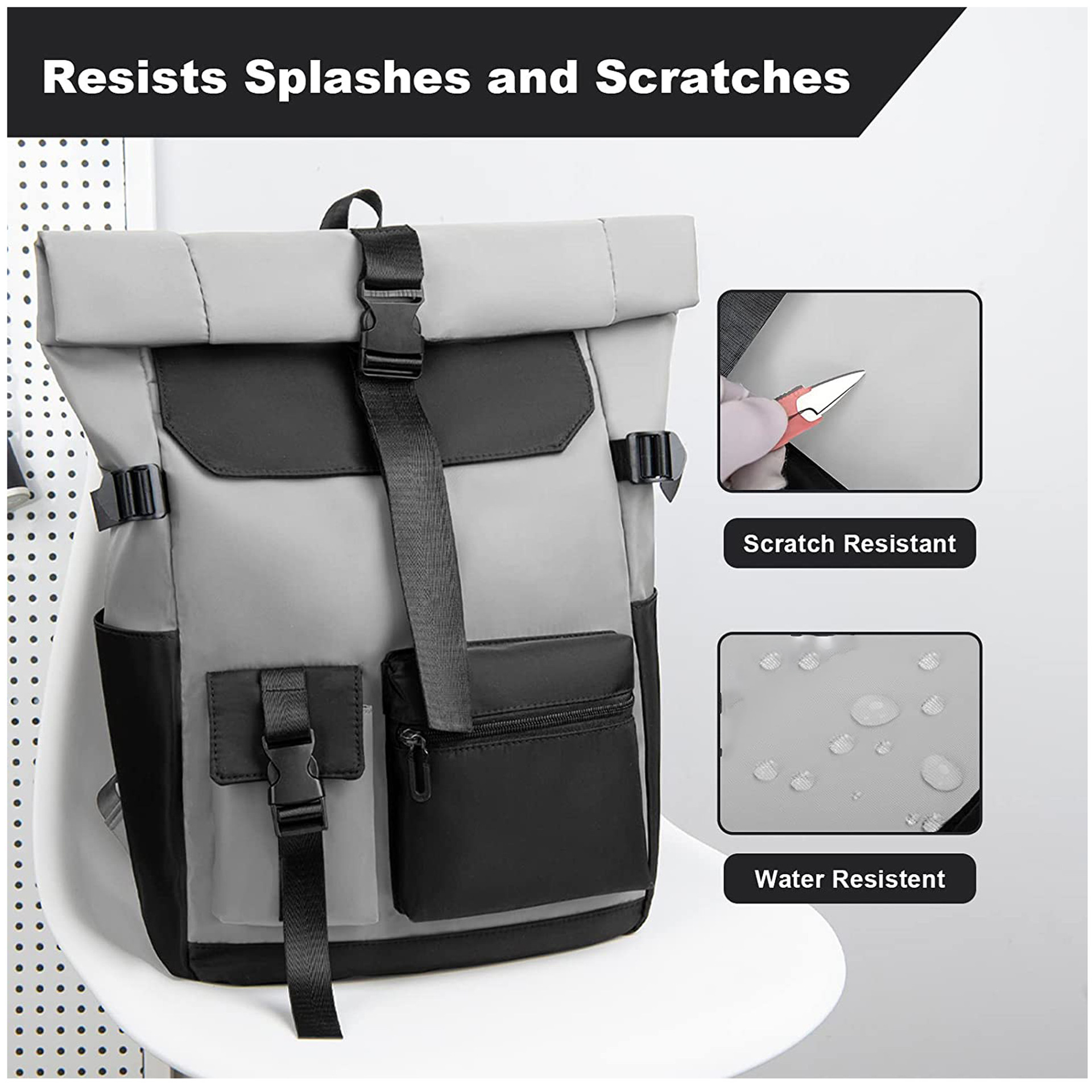 Unisex Durable Roll-cover Backpack