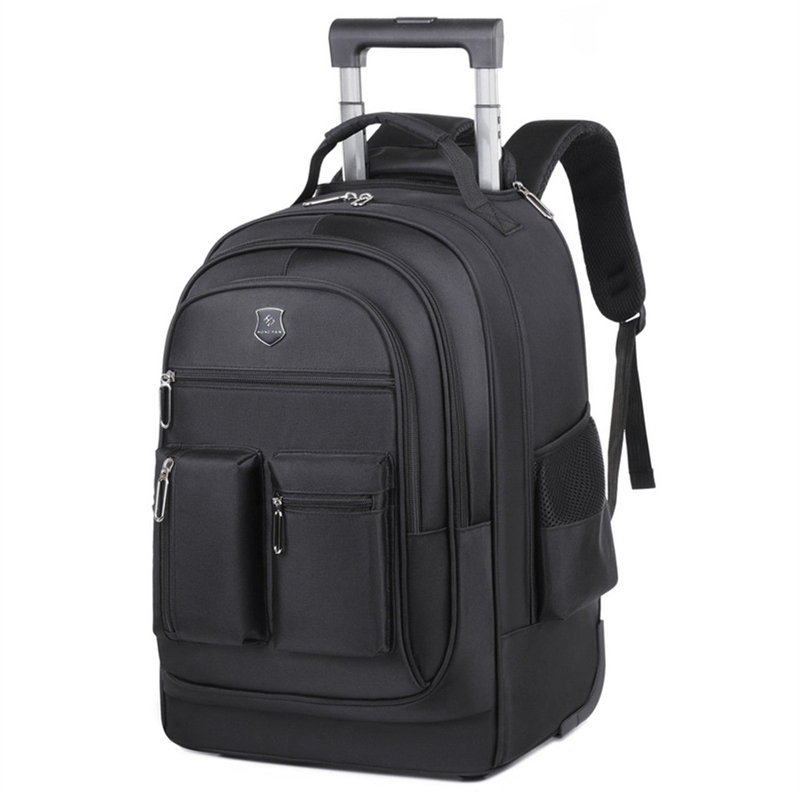 Large Capacity Double Back Pull Rod Bag Men's Casual Outdoor Travel Backpack Oxford Cloth Backpack
