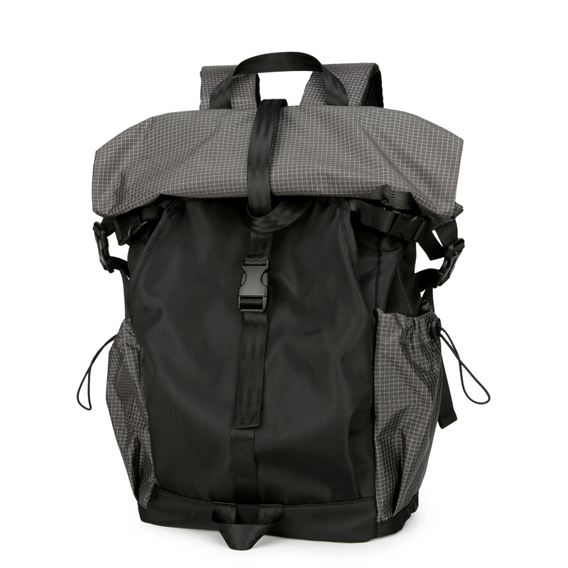 Fashion Backpack Men's Advanced Sense Folding Roll-up Backpack Outdoor Travel Backpack Casual Backpack Men